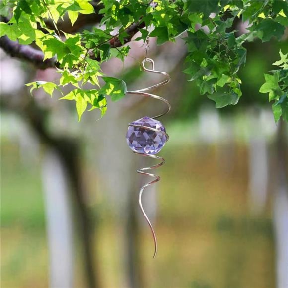 Gazing Ball Spiral Tail-Decorative Wind Spinner Sun Catcher Rainbow Maker 11inch - Picture 2 of 6